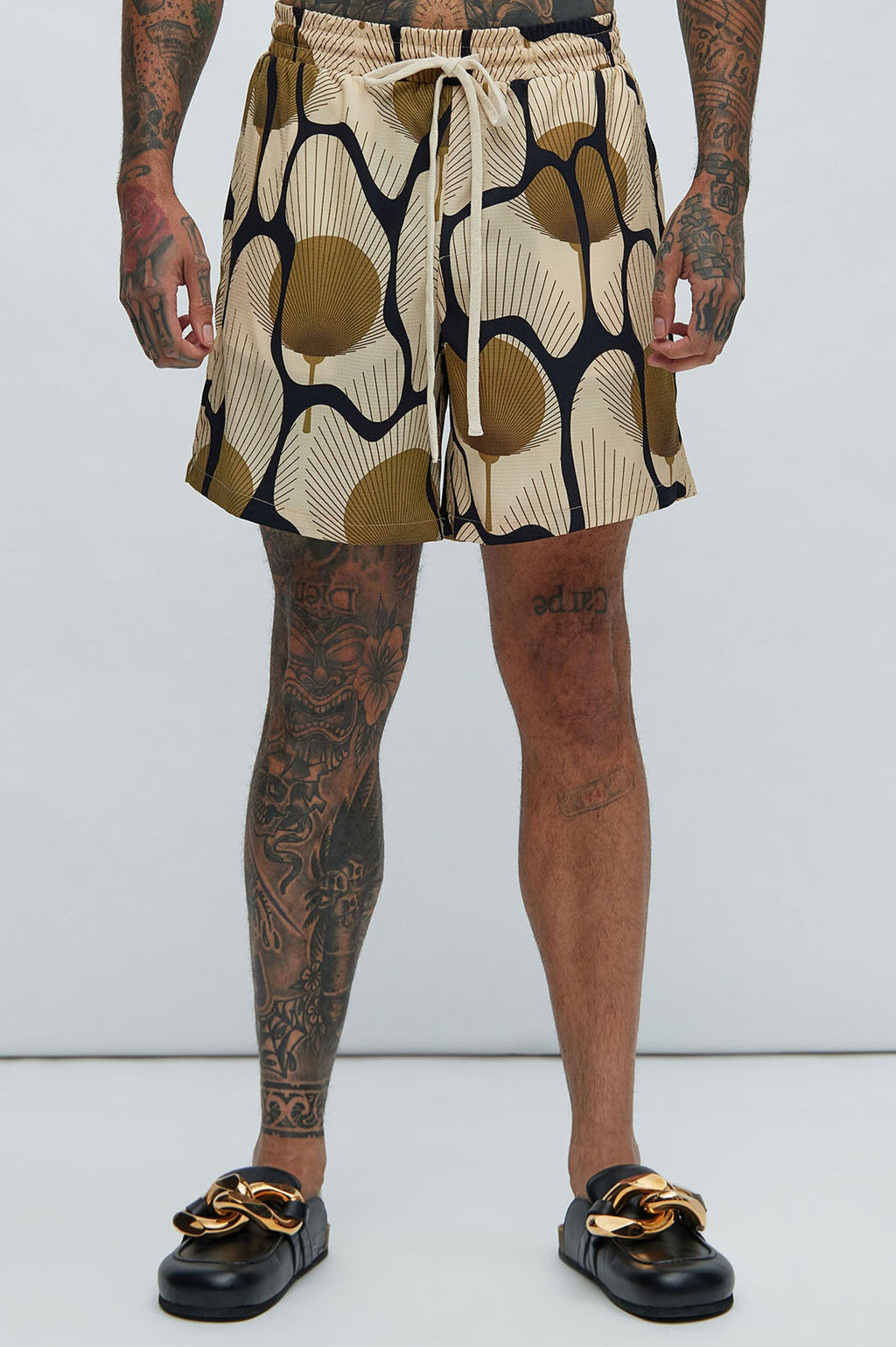 Sahara Textured Warmup Shorts - Tan/Multi image 3