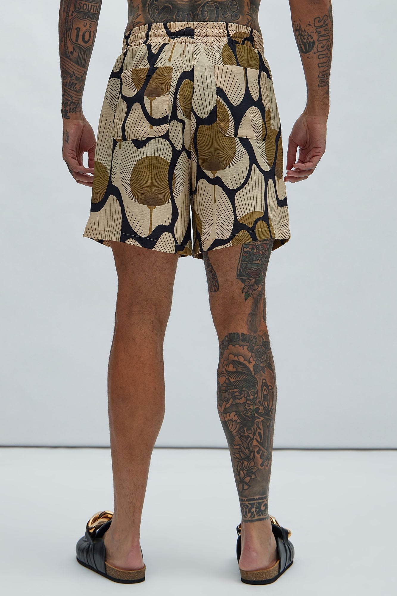 Sahara Textured Warmup Shorts - Tan/Multi image 4