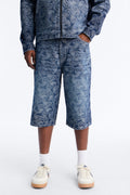 Baggy Paisley Jacquard Denim Short - Dark Wash image 1