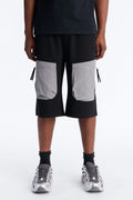 Relaxed Asymmetrical Waffle Tech Short - Black image 1