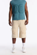 Relaxed Asymmetrical Waffle Tech Short - Off White image 1