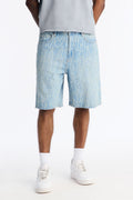 Relaxed Swervin Distressed Denim Short - Light Blue Wash image 1