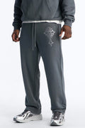 Blessed Rhinestone Pearl Sweatpants - Charcoal image 1