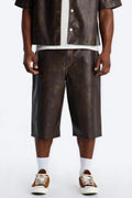 Baggy Fordham Front Faux Leather Short - Brown image 1