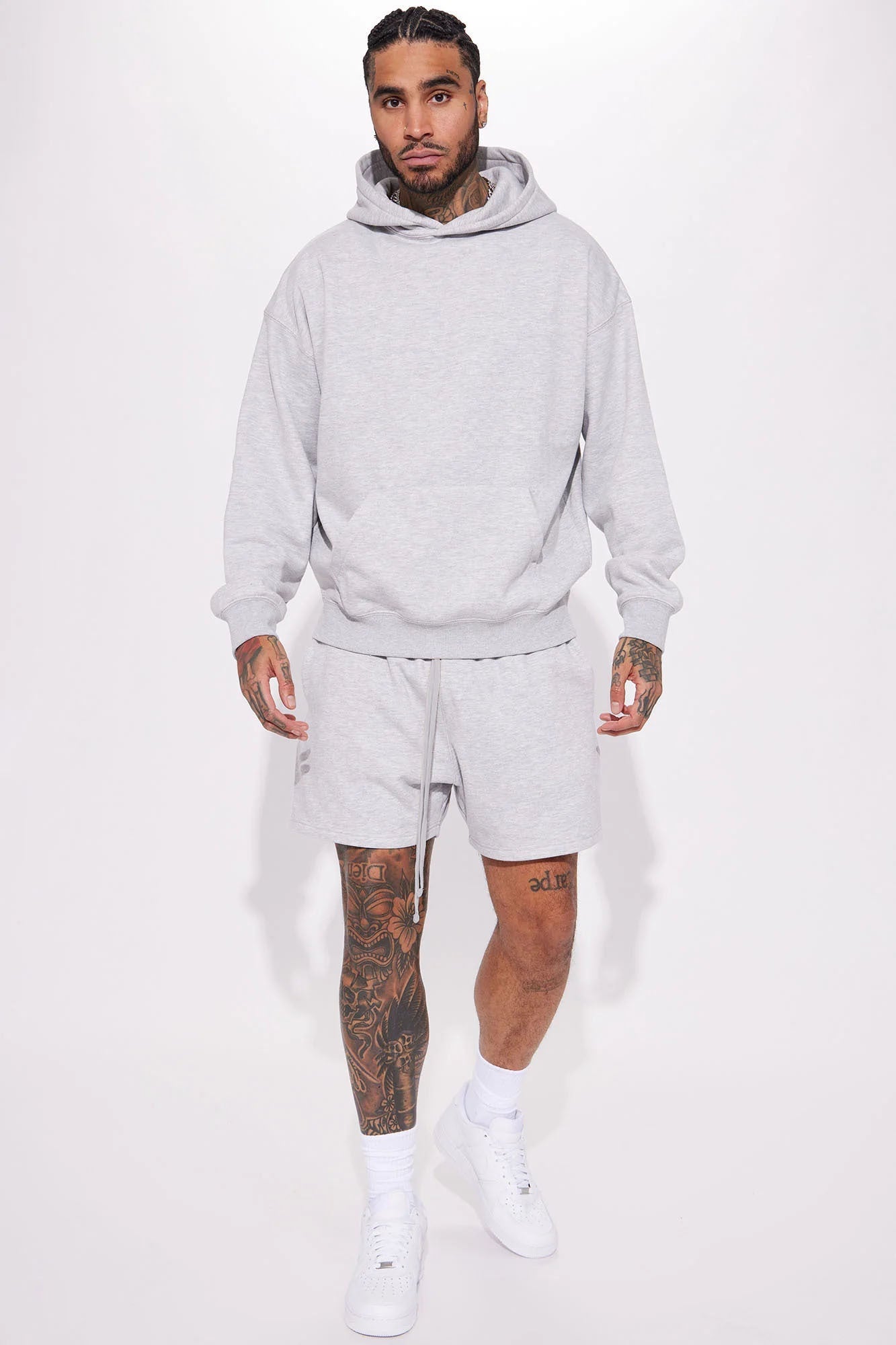 Tyson Oversize Heavyweight Sweat Shorts - Heather Grey image 2