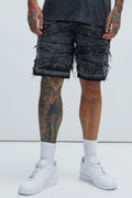Nice Try Frayed Denim Short - Black Wash image 1