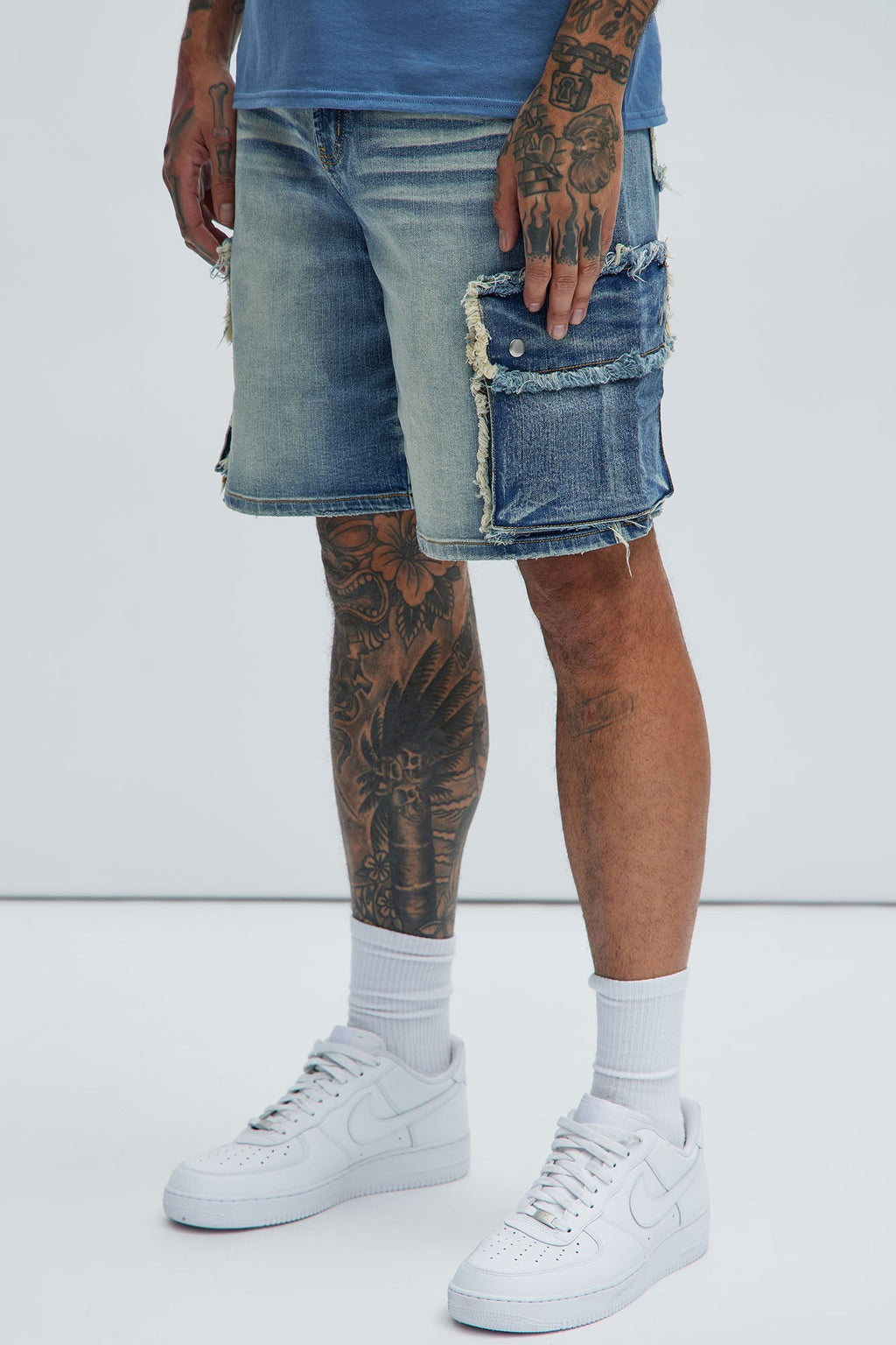 Rush Home Denim Cargo Shorts - Light Blue Wash image 2
