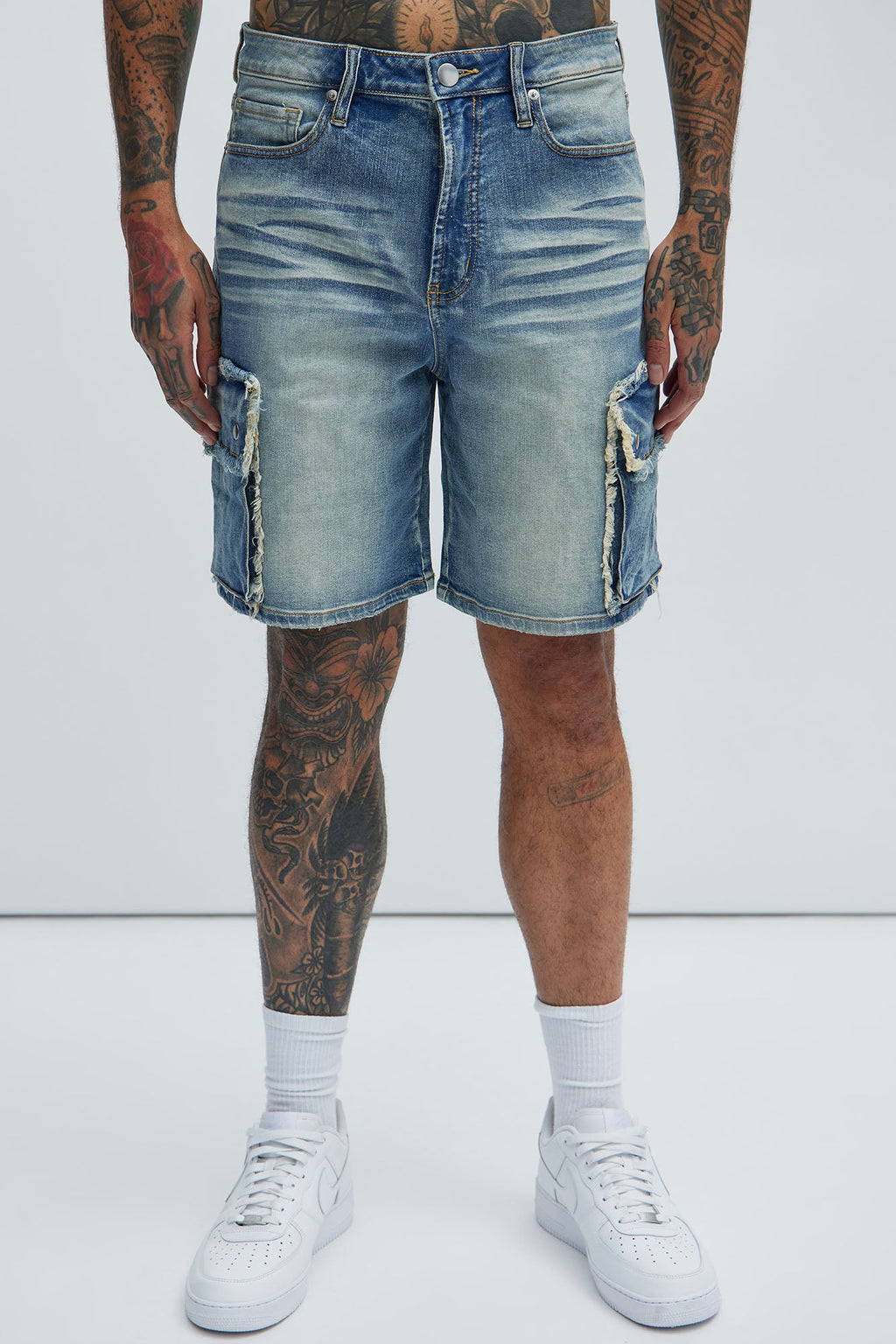 Rush Home Denim Cargo Shorts - Light Blue Wash image 1