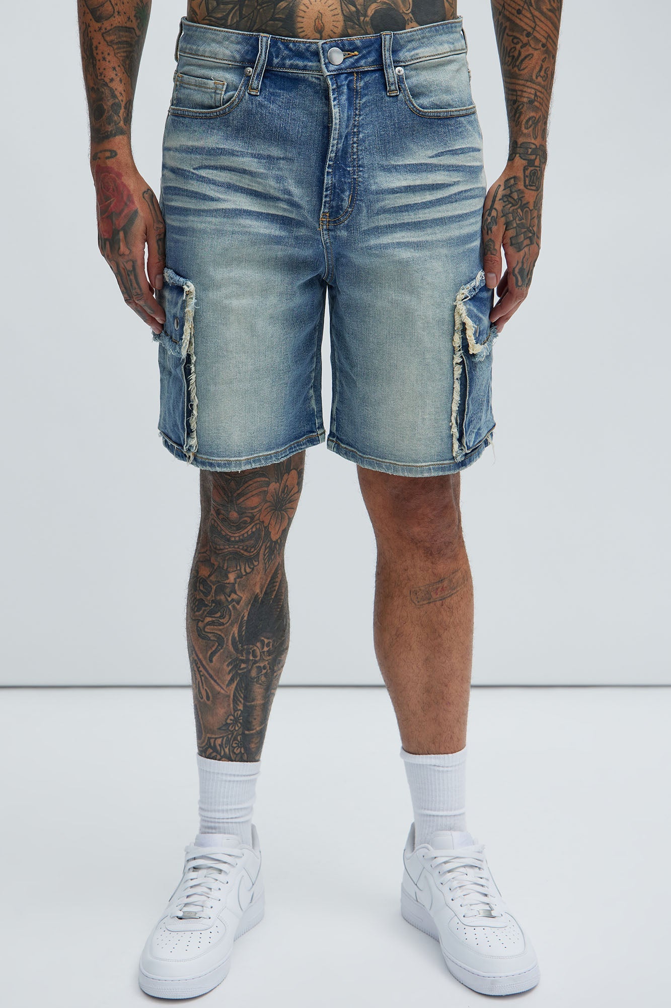 Rush Home Denim Cargo Shorts - Light Blue Wash image 1