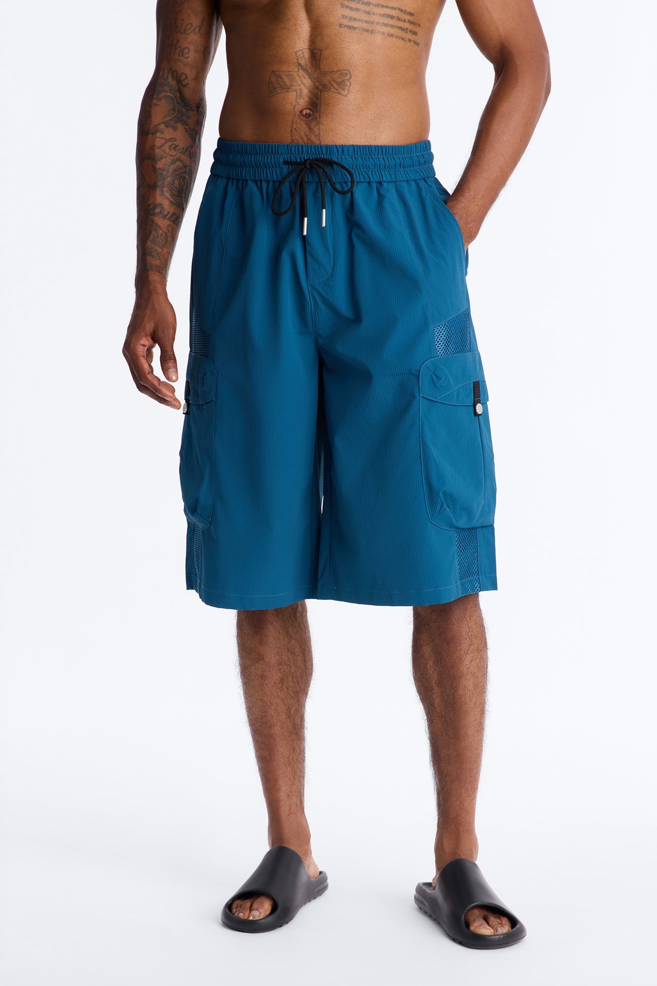 Relaxed Thirty Degree Mesh Outlay Tech Short - Blue image 1
