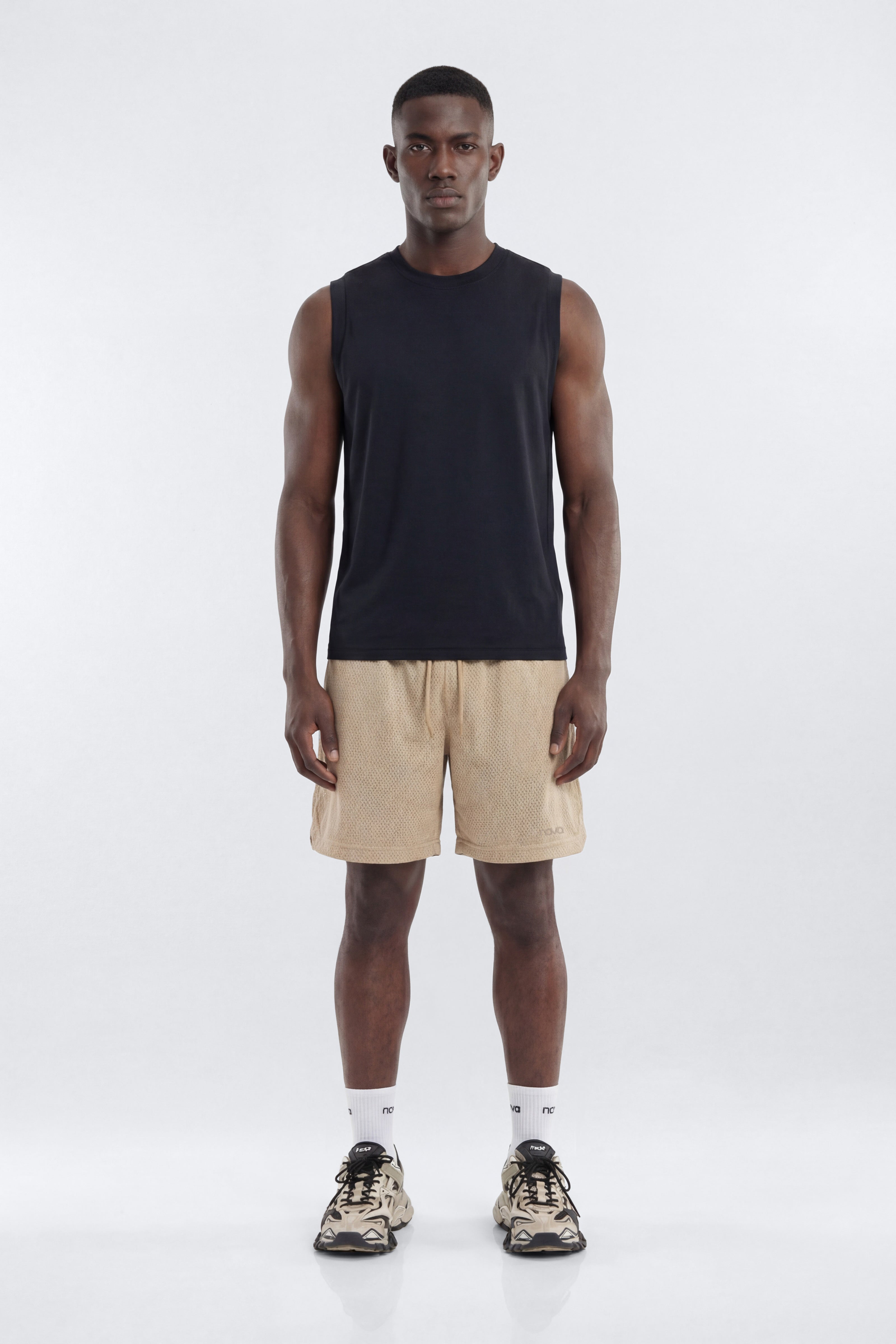 Athletic Mesh 7″ Basketball Shorts - Taupe image 1