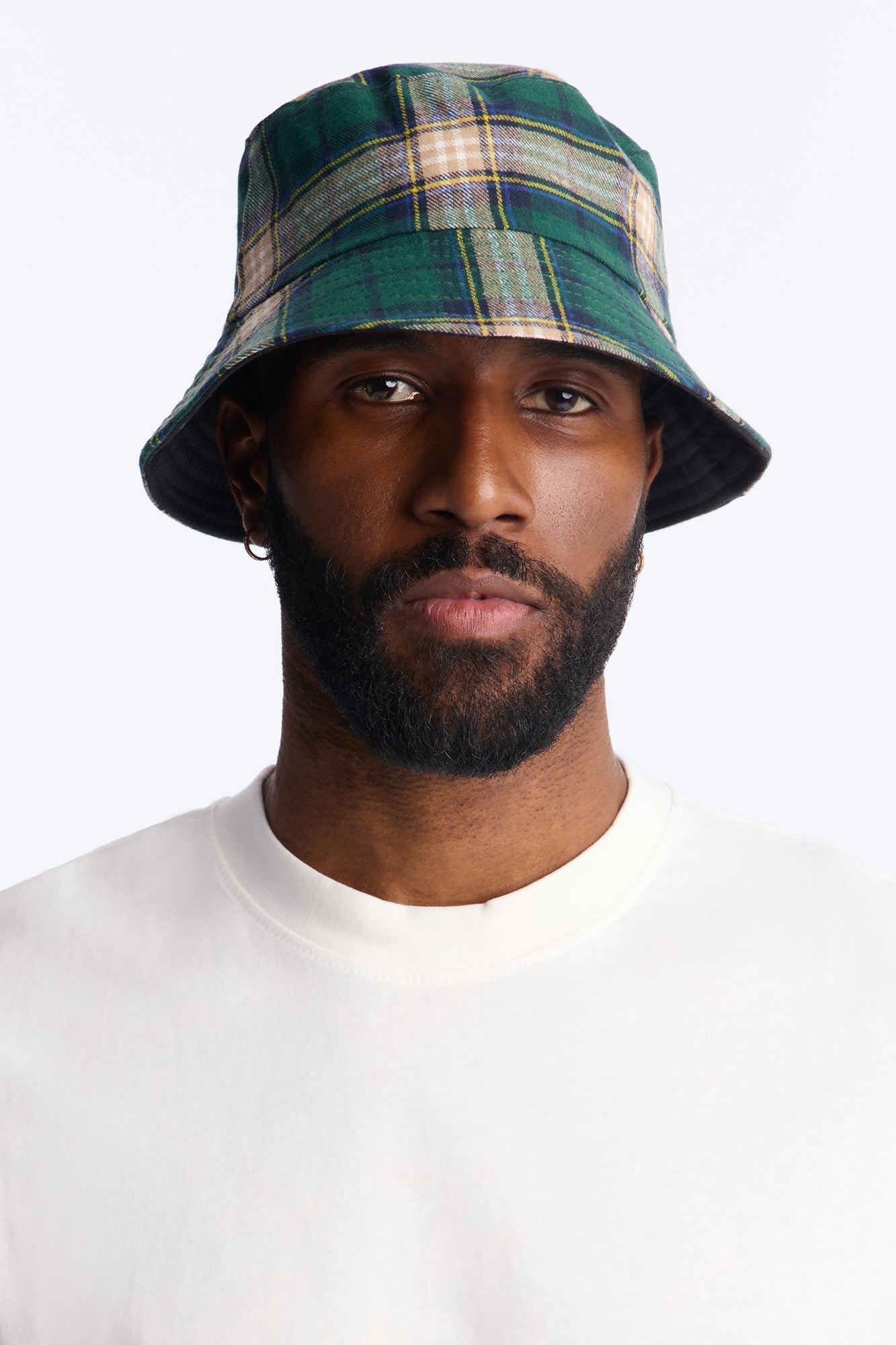 Classic Reversible Flannel Bucket Hat - Green/combo image 1