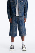 Baggy Street Paisley Denim Short - Dark Wash image 1