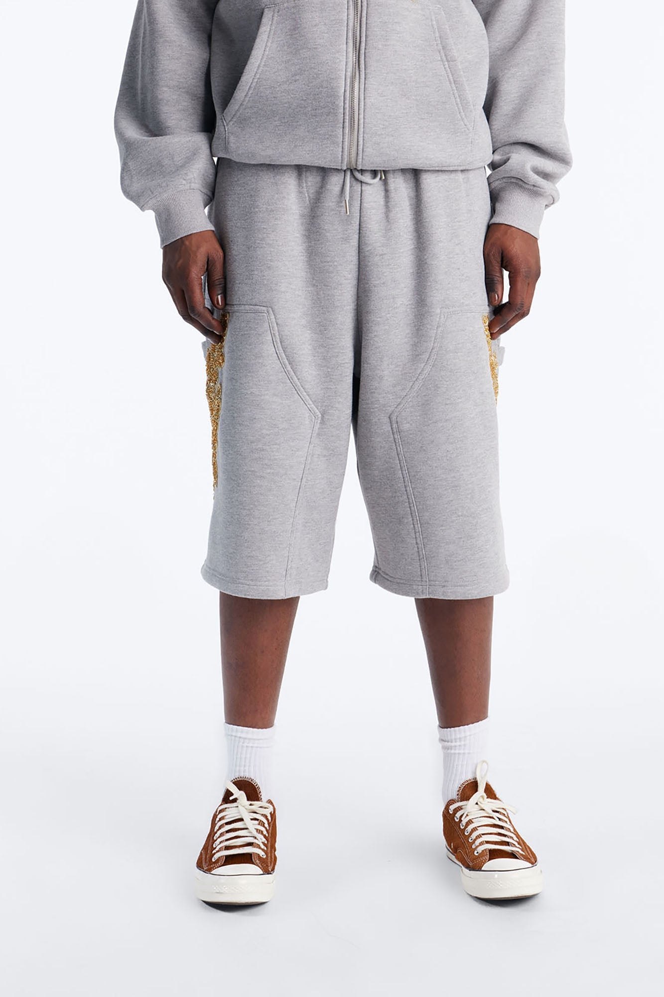 Baggy Rogue Sequin Applique Sweatshort - Grey image 1