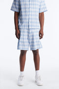 Relaxed Chess Check Seersucker Short - Blue image 1