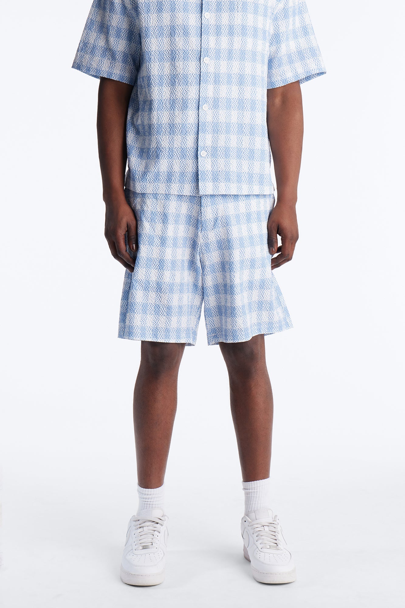 Relaxed Chess Check Seersucker Short - Blue image 1