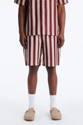 Summit Striped Relaxed Shorts - Burgundy image 1