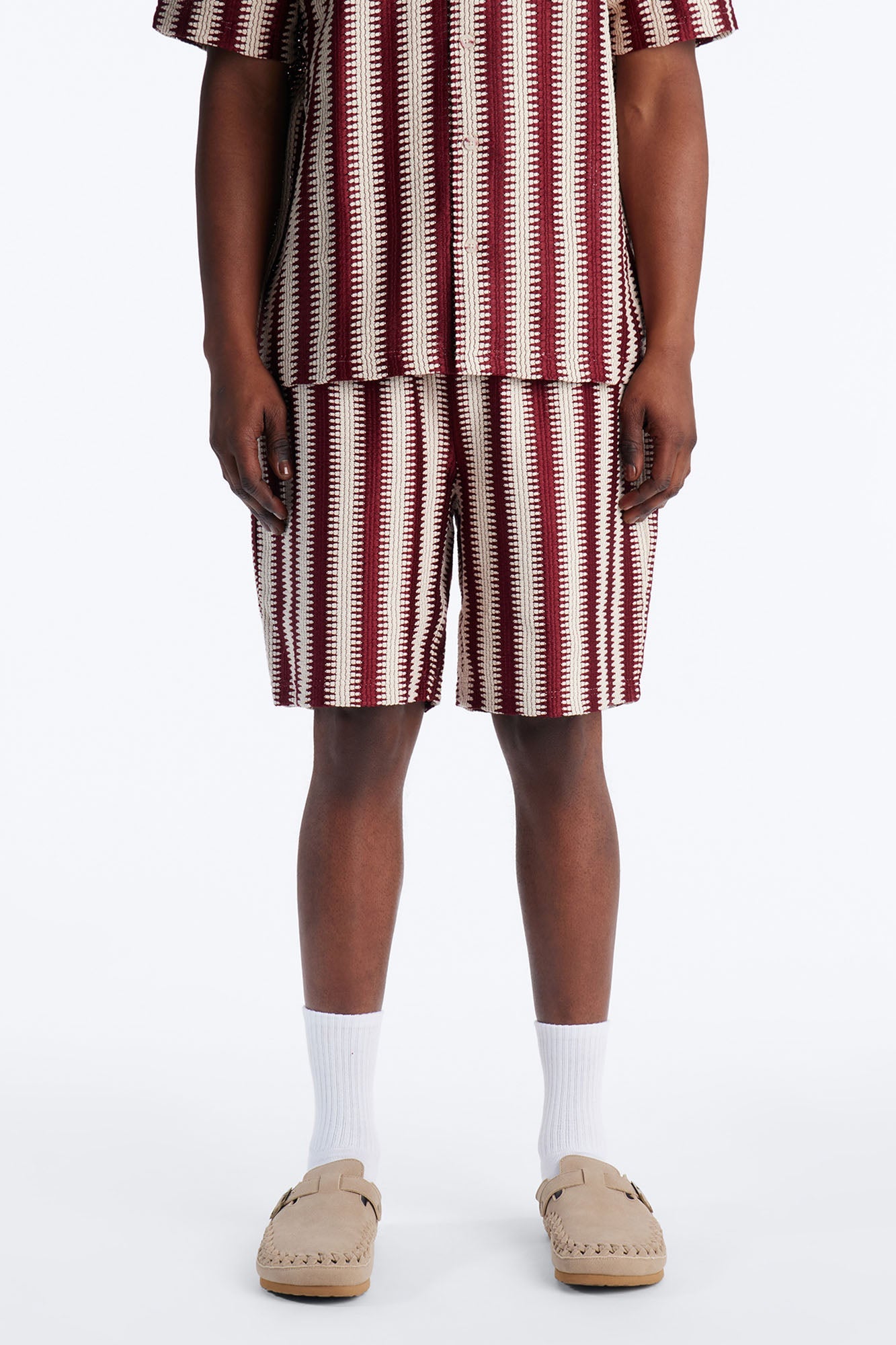 Summit Striped Relaxed Shorts - Burgundy image 1