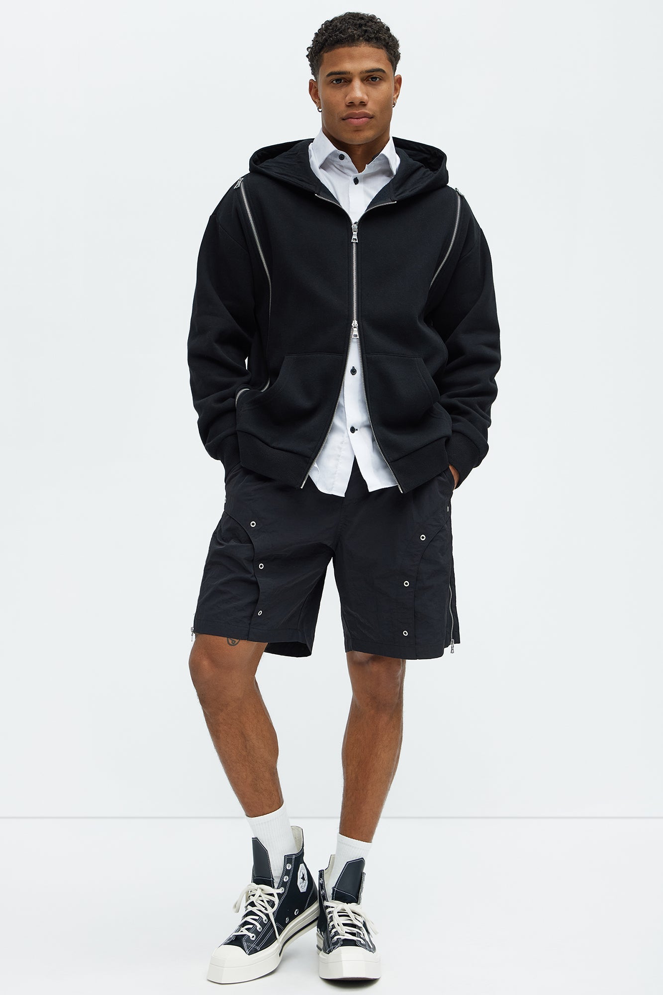 Hardware Relaxed Nylon Shorts - Black image 3