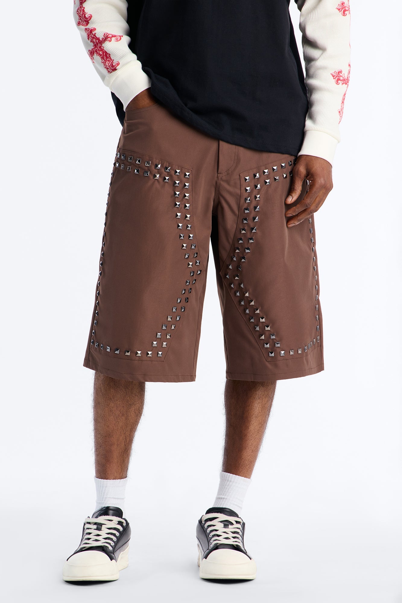 Baggy Silver Springs Studded Short - Brown image 1