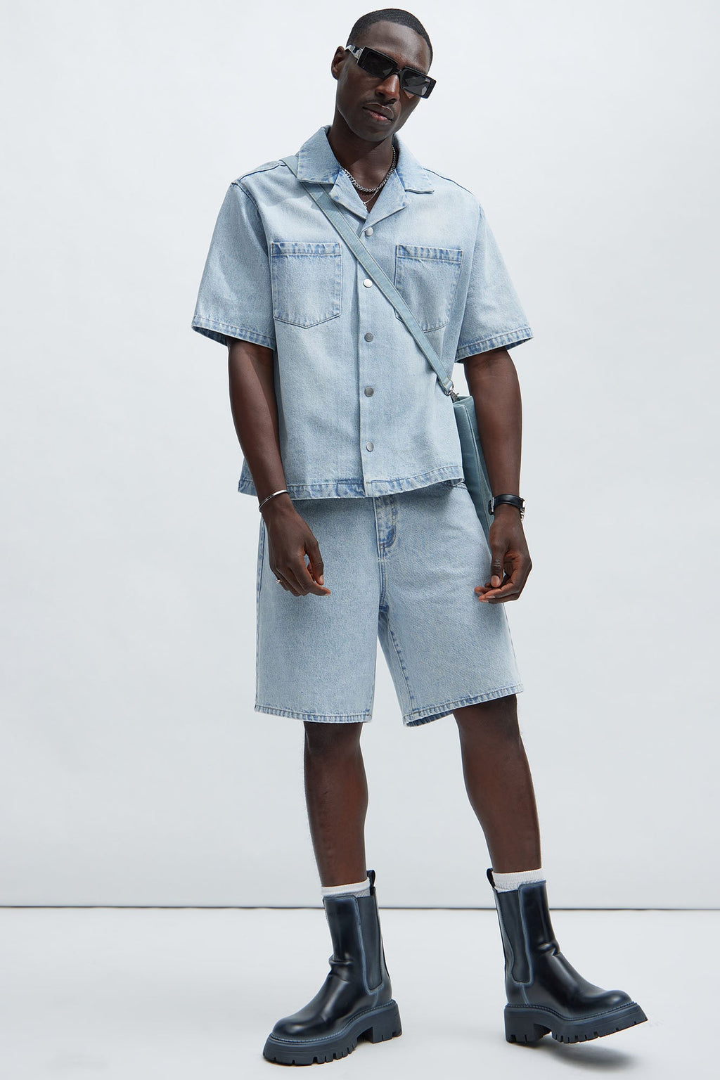 Colin Relaxed Denim Shorts - Light Blue Wash image 2