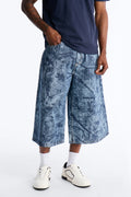 Super Baggy Concrete Camo Denim Short - Medium Blue Wash image 1
