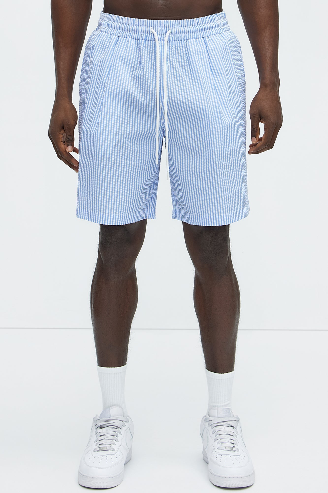 Seersucker Relaxed Shorts - Blue/combo image 1