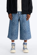 Super Baggy Trippy Check Denim Short - Medium Blue Wash image 1