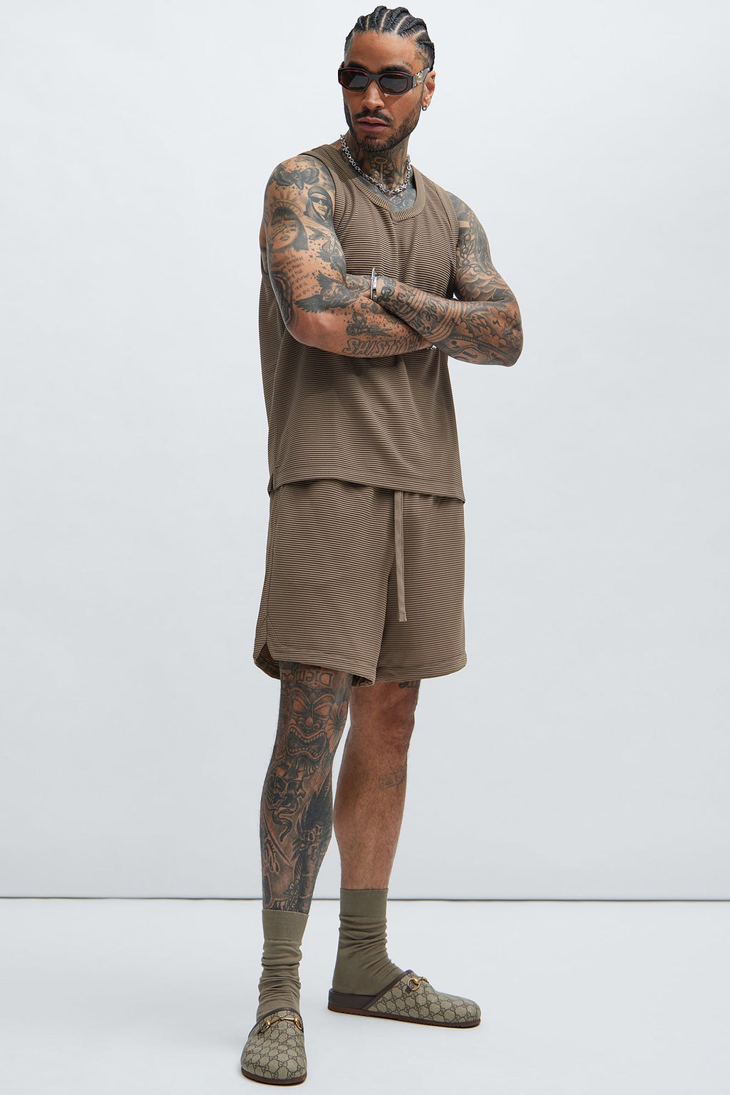 Zyler Textured Shorts - Taupe image 2