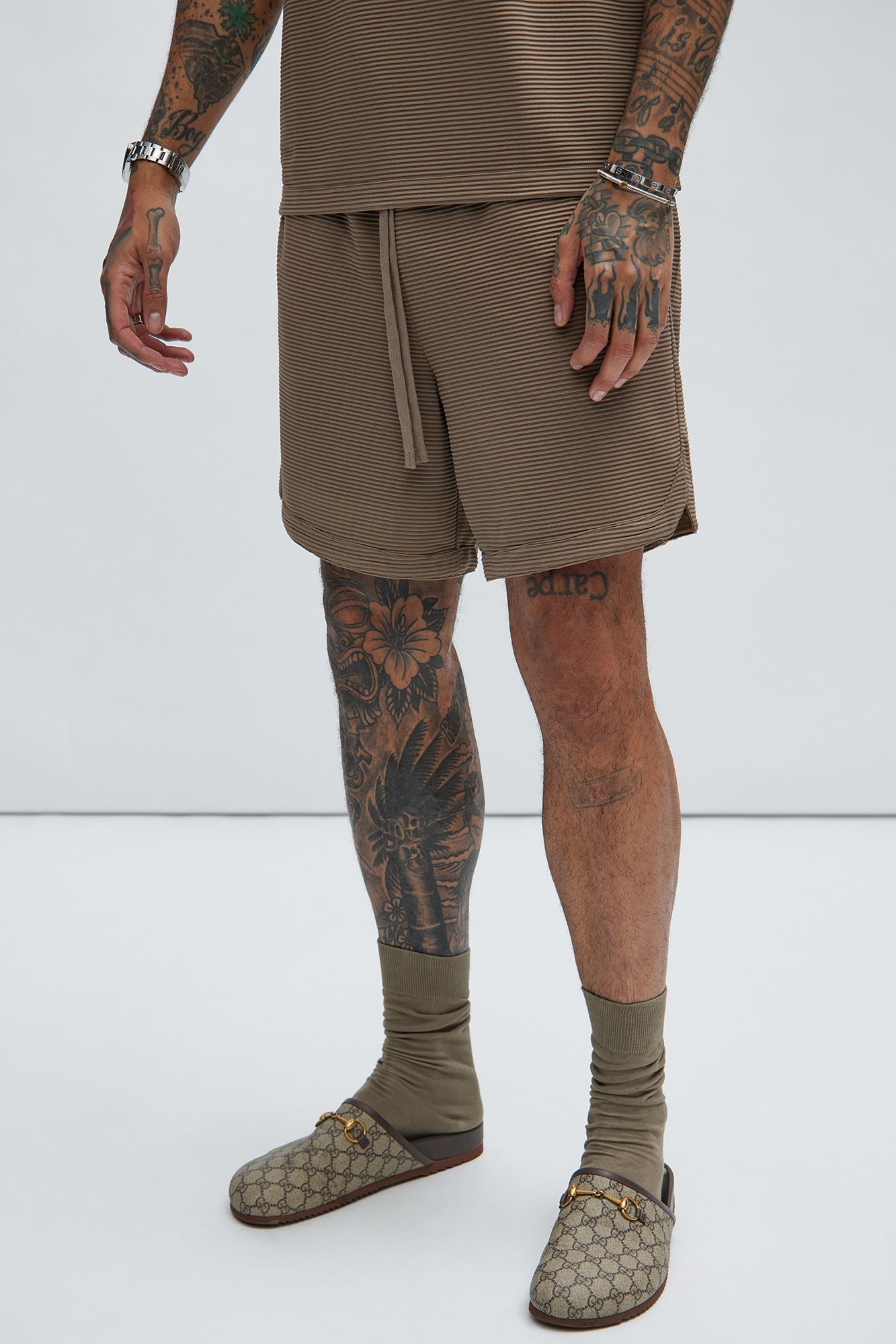 Zyler Textured Shorts - Taupe image 1