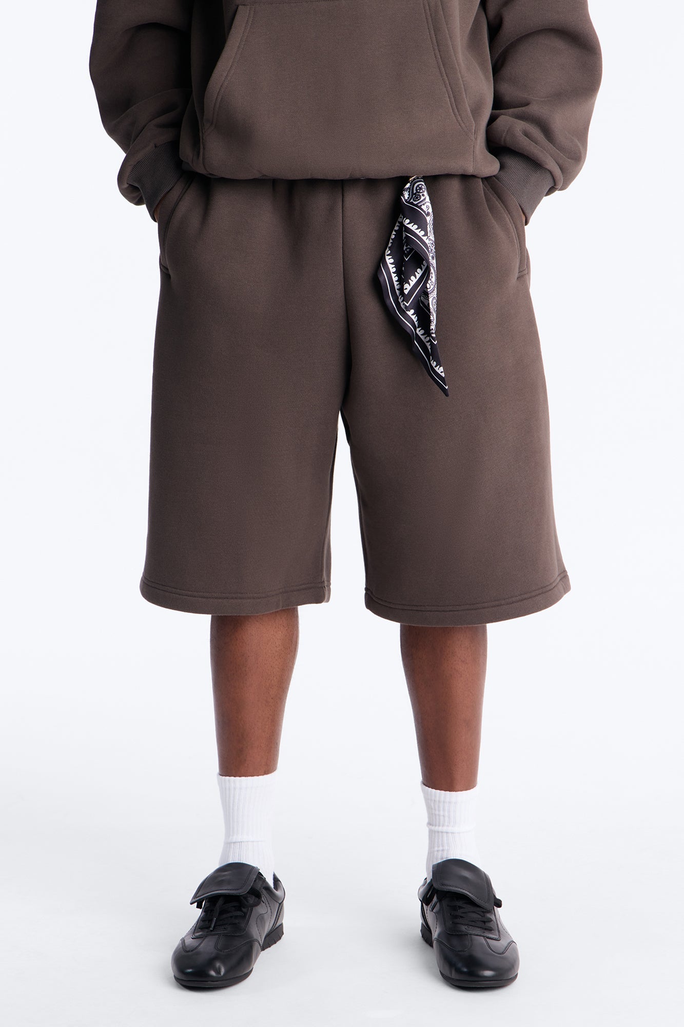 Baggy Bandana Scarf Duo Sweatshort - Brown image 1