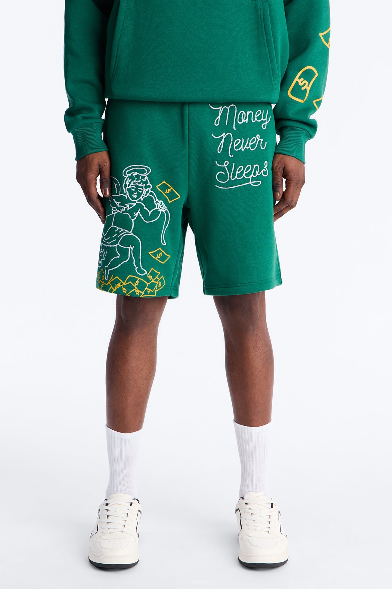 Paper Chasers Chain Stitch Sweatshorts - Green image 1