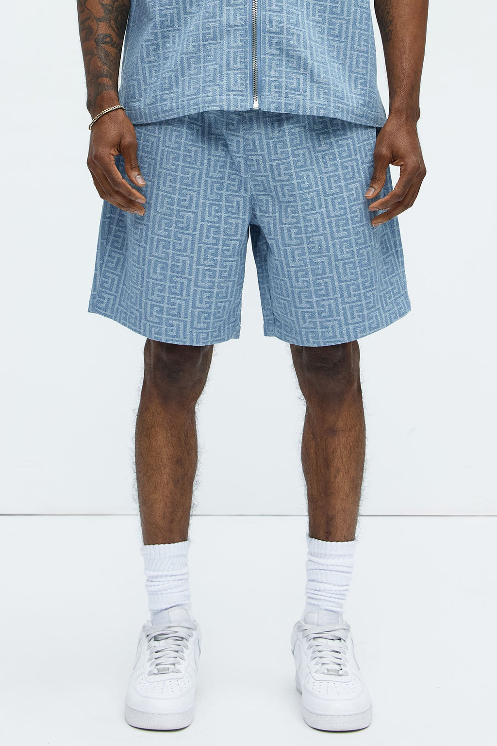 Fallon Jacquard Relaxed Shorts - Blue image 1