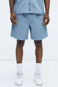 Fallon Jacquard Relaxed Shorts - Blue image 1