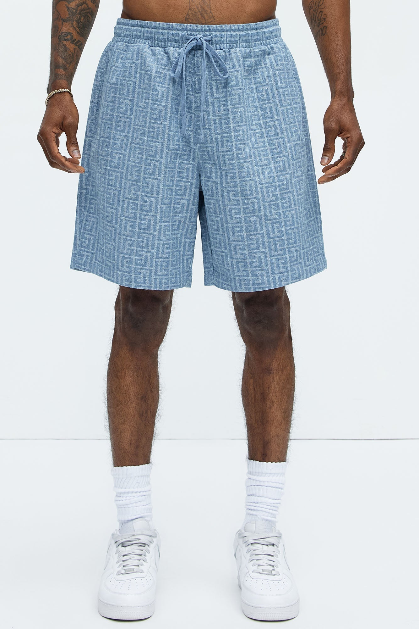 Fallon Jacquard Relaxed Shorts - Blue image 3