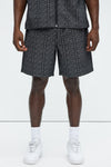 Fallon Jacquard Relaxed Shorts - Charcoal image 1