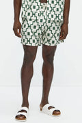 Mosaic Printed Swim Trunk 6″ - Cream/combo image 1