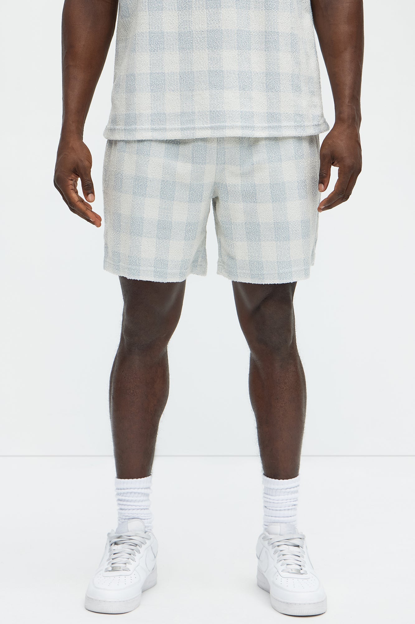 Ezra Checkered Textured Shorts - Blue/combo image 1