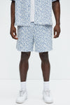 Jacquard Foliage Shorts - Blue/combo image 1
