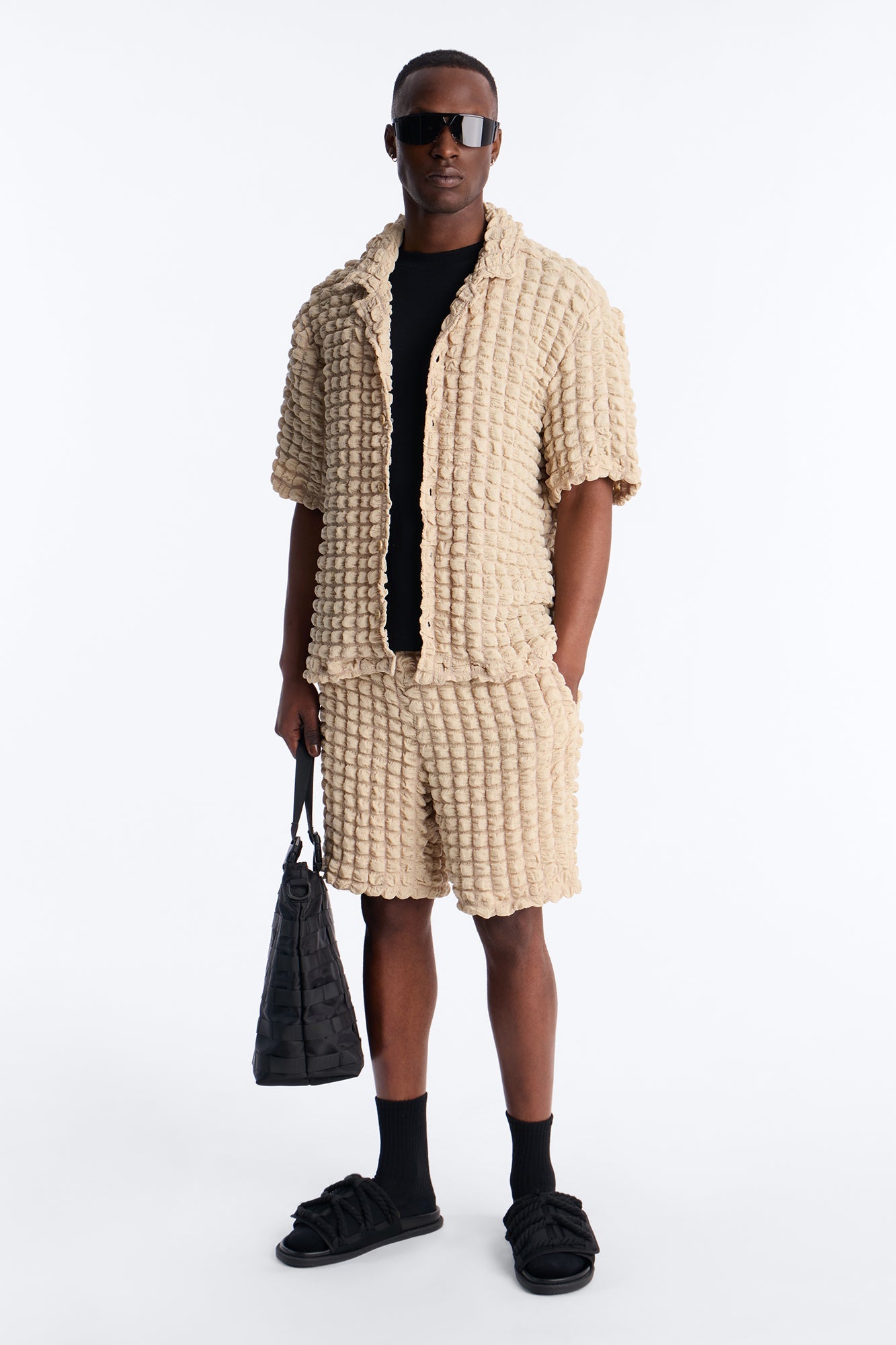 Relaxed Effervesce Textured Short - Tan image 1