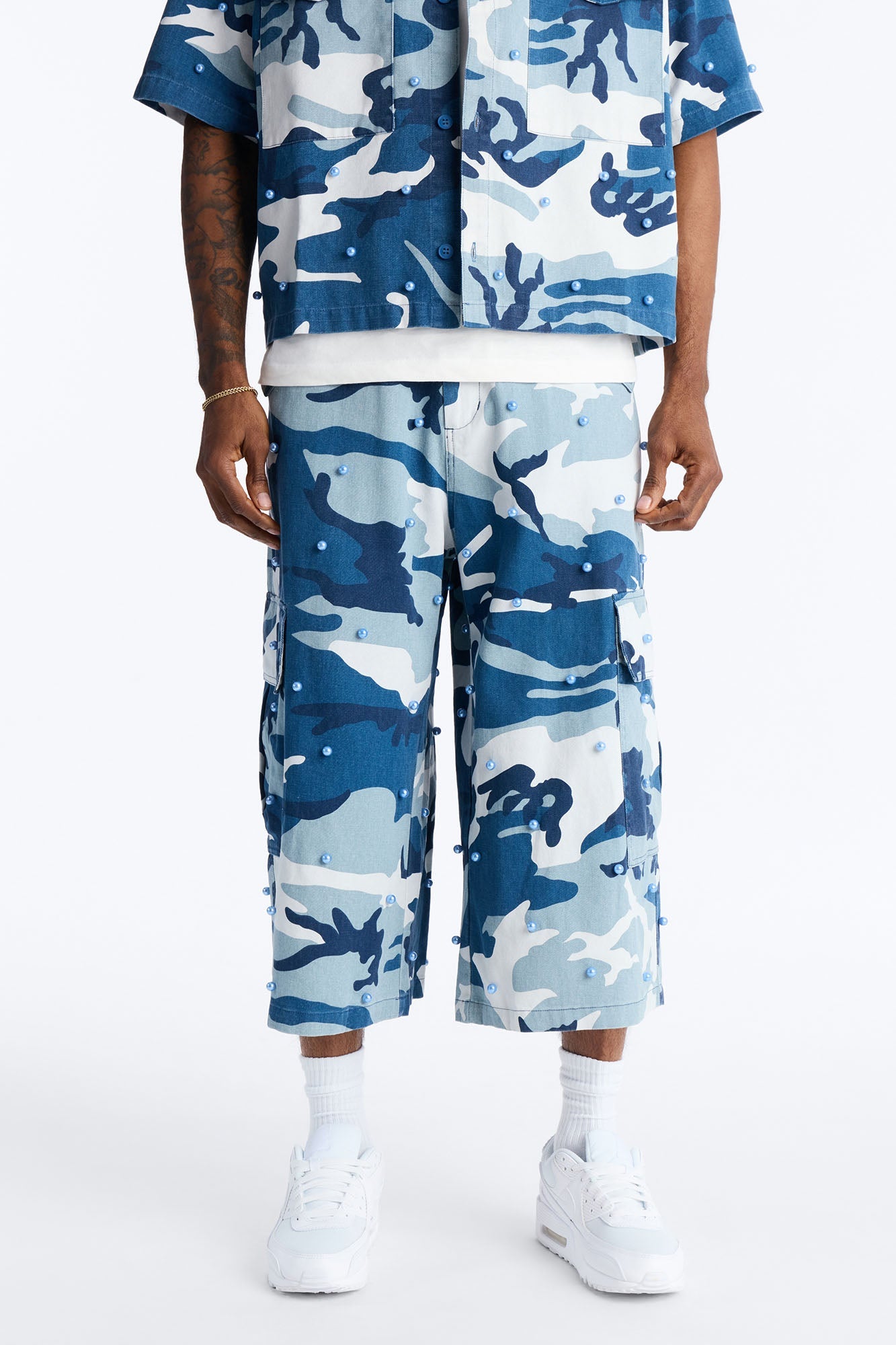 Baggy Pearl Still Wildin' Camo Short - Blue image 1