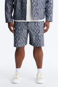 Relaxed Matrix Jacquard Denim Short - Dark Wash image 1