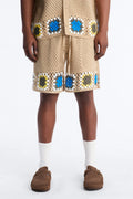 Relaxed Daisy Daze Crochet Short - Tan image 1