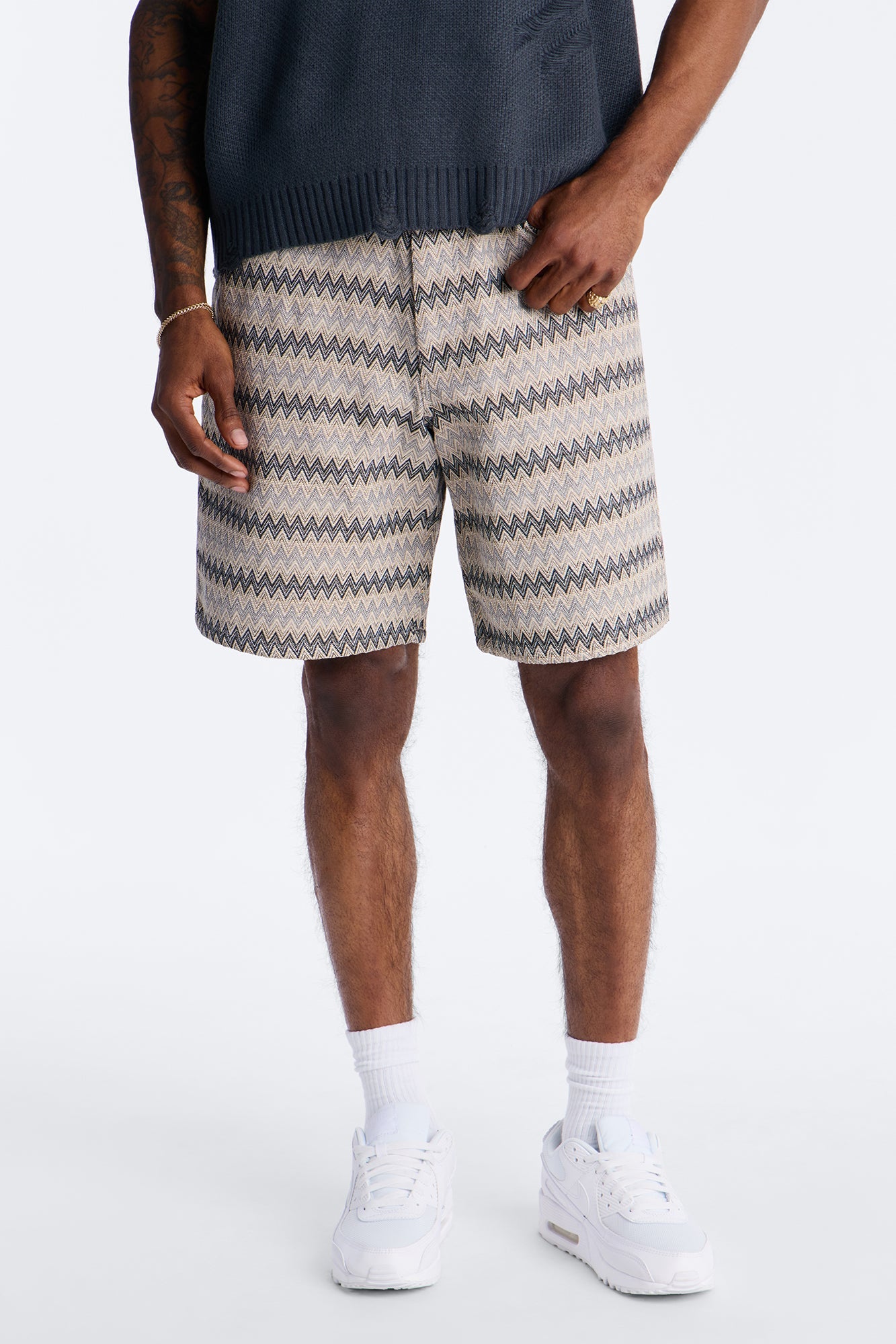 Relaxed Chevron City Textured Short - Cream image 1