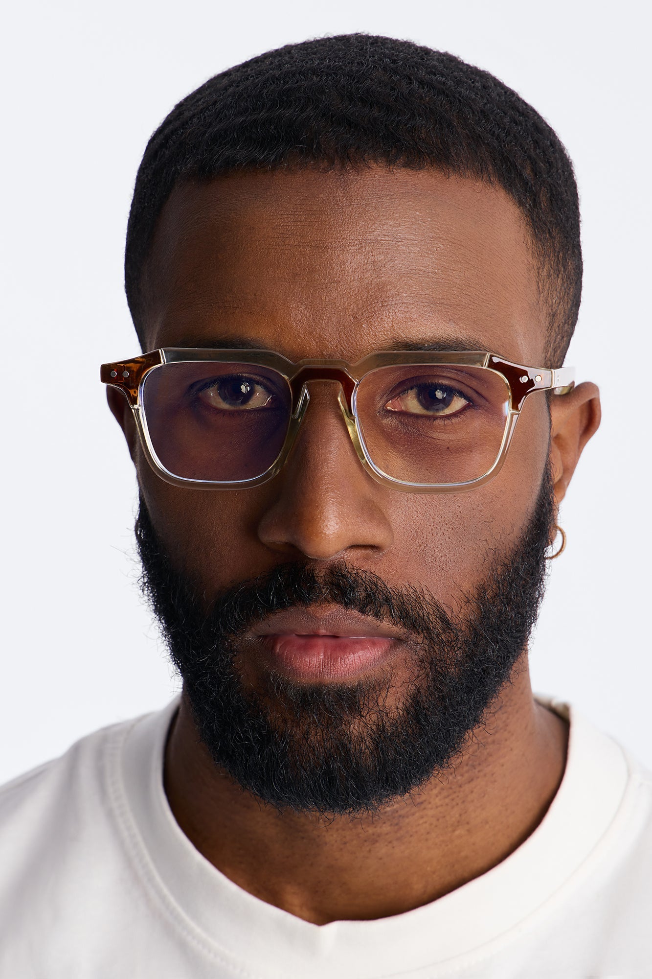 Retro Fade Square Sunglasses - Clear/Nude image 1
