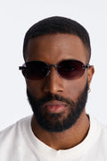 Embellished Round Frameless Metal Sunglasses - Gunmetal image 1