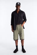 Baggy Double Waisted Stars And Distressed Short - Olive image 1