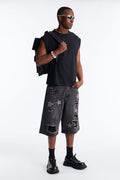 Cosmic Jeweled Baggy Denim Short - Black Wash image 1