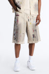 Baggy Hope Street Splatter Denim Short - Cream image 1