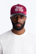 Trust Structured Faux Leather Satin Embellished Snapback Hat - Burgundy/combo image 1